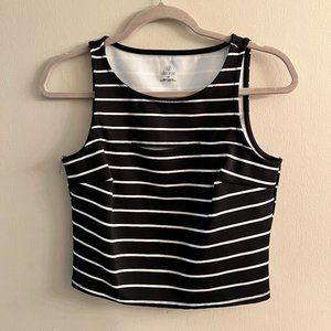 Striped Black & White Crop Top - Medium